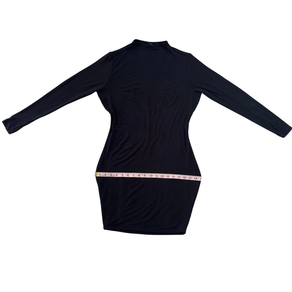Naked Wardrobe 1X Black Mock Neck Long Sleeve Bodycon Mini Dress 1X NEW Dress - Picture 7 of 11